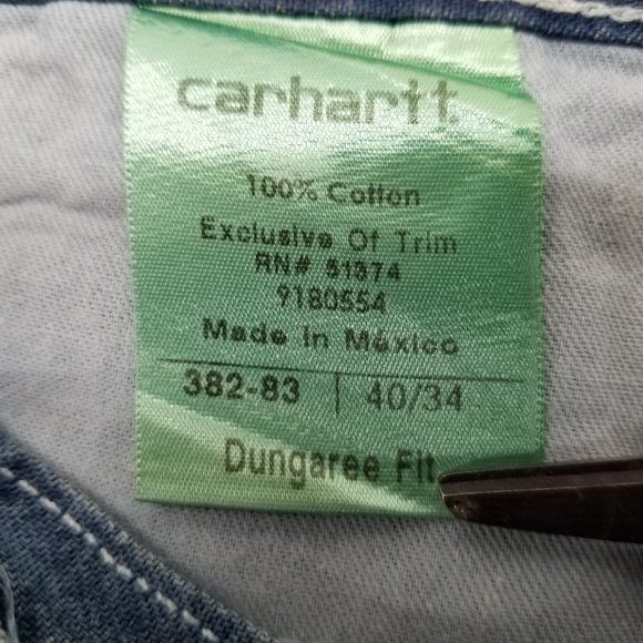 2 of Carhartt 382-83 Dungaree Carpenter Work Pants Denim Jeans Size 40x34 - Picture 5 of 6